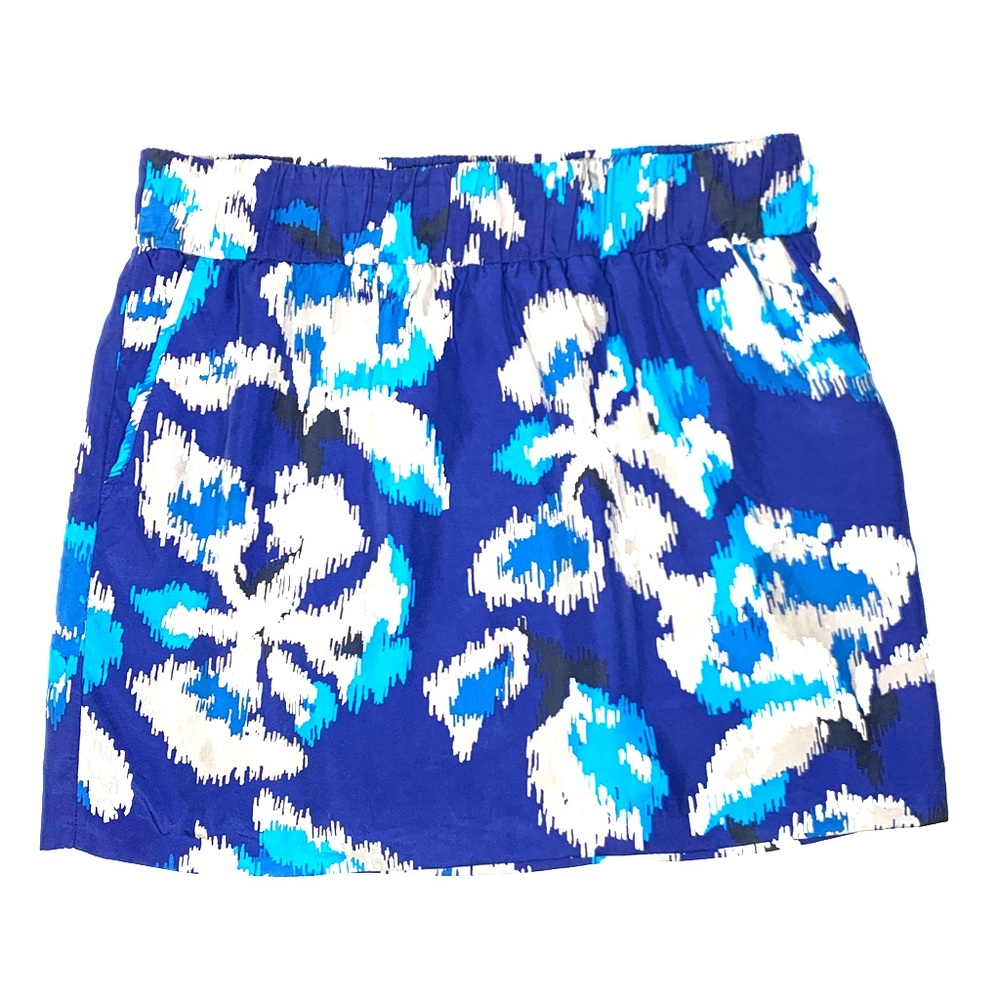 LOFT Silk Abstract Floral Skirt Pockets Elastic M